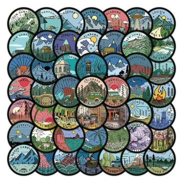 Imagem de Adesivos, 60 unidades/lote, vinil impermeável, anime, mapas americanos para bricolage