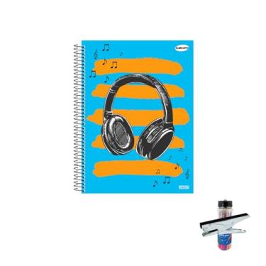 Imagem de Kit Caderno Masculino 200 Folhas + Caneta Esferográfica 0.7mm Sortida + Grampeador Alicate HP45