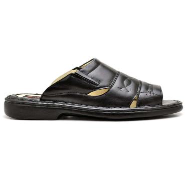 Imagem de Chinelo Masculino Conforto Couro Preto - RT2600FLYPTO