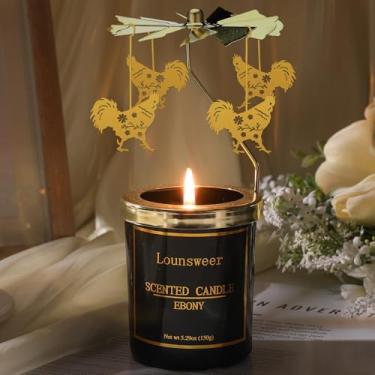 Imagem de Lounsweer Presentes de galinha para mulheres, velas perfumadas giratórias com suporte de vela giratório, presentes de galo para amantes de frango, presentes engraçados de Natal para mulheres, mães