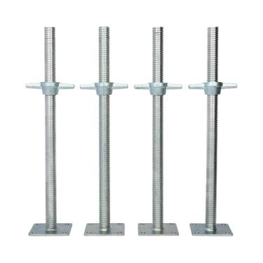 Imagem de oshhni Conjunto de 4 macacos de nivelamento para andaimes, com parafuso de ajuste, pés metálicos ocos de 30 cm (12") e placa de base para tarefas de