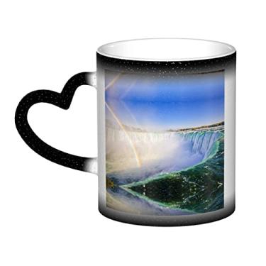 Imagem de Copo de café divertido das Cataratas do Niágara, copo de cerâmica que muda de cor sensível ao calor 12 Oz, para café/chá/leite/cacau, para adolescente/aniversário/festival/presentes