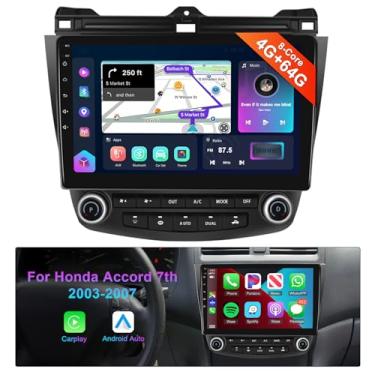 Imagem de Podofo Octa Ocre 4G + 64G para Honda Accord 7º 2003-2007 Rádio Estéreo de Carro Android com CarPlay Sem Fio Android Auto AM/FM WiFi/4G, Tela Sensível ao Toque Bluetooth com GPS DSP AHD Câmera de