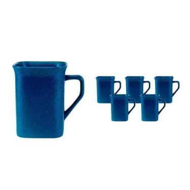 Imagem de Kit 6 Canecas Quadrada Fibra Madeira Azul 250Ml - Bb Store