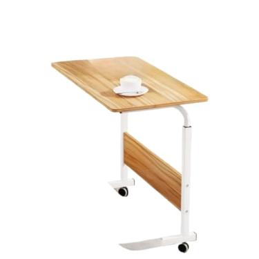 Imagem de Mesa Dobravel Portatil，Mesa Multifuncional Dobrável Ajustável-Lateral Para Laptop E Cabeceira Com Altura(Cor da madeira)