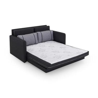 Imagem de Sofá-cama Casal 2 Lugares Aurora Herval em Linho Grafite Fechado, 146 cm