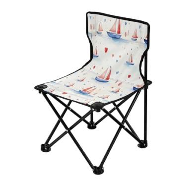 Imagem de Wassud Cadeira de acampamento, leve, portátil, desenho animado, barco, cadeira dobrável ao ar livre, tecido Oxford, cadeira de praia para jardim, praia, pesca