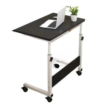 Imagem de Mesa Lateral Multifuncional para Notebook e Cabeceira, Ajustável Dobrável Cor Preta (Altura Regulável)(Preta)