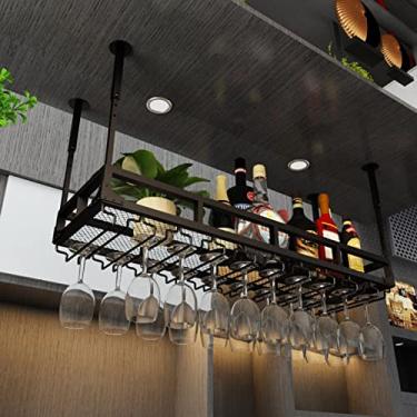 Imagem de APUM Suporte suspenso para copos de vinho - Suporte de garrafa de vinho de metal para teto | Bar restaurante metal organizador flutuante Shel