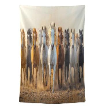 Imagem de STAYTOP Tapeçaria de parede lindos cavalos correndo tapeçarias para decoração de casa decoração de dormitório sala de estar quarto tapete de parede (80 × 60 pol)