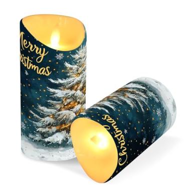 Imagem de Blueangle Pacote com 2 velas de flocos de neve para árvore de Natal sem chamas com controle remoto e temporizador, velas LED cintilantes (7,6 cm x 9,9 cm) para decoração de casa, casamento