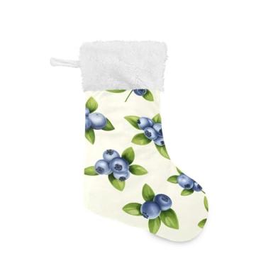 Imagem de Qilmy Meias de Natal retrô de mirtilos, 2 peças, meias grandes de Natal, decorações de presente e suprimentos de festa, usadas para decoração de lareira de árvore de Natal 261