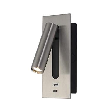 Imagem de Luminária de parede embutida para cabeceira, com LED, porta USB e interruptor, giratória, ideal para quarto, sala de estar e hotel, 3000K.