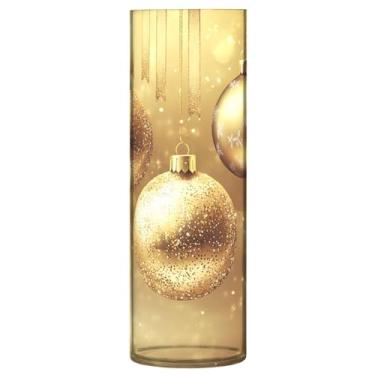 Imagem de CEBUGI Bolas de Natal douradas, vaso cilíndrico de 10 x 30 cm, vaso cilíndrico para flores, vaso transparente inquebrável para festa de casamento, decoração de casa