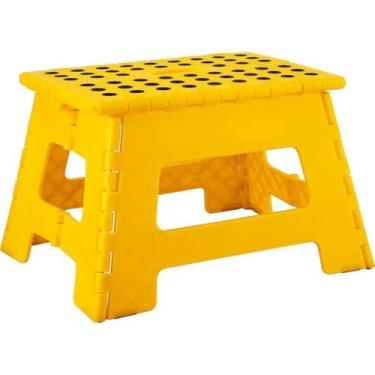 Imagem de Banqueta Banquinho Dobrável Plástica Anti Derrapante Suporta até 150kg banquinho banheiro para Banheiro, Auxílio e Uso Diário(Amarela)
