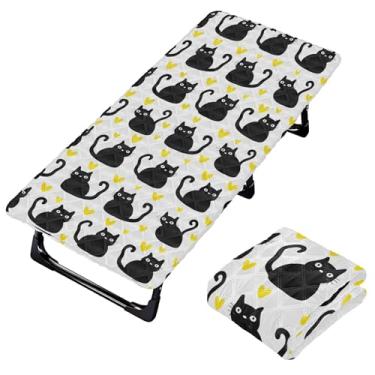 Imagem de Burbuja Lençol de berço de gatos pretos para crianças, lençol acolchoado portátil com elástico para meninas e meninos, lavável na máquina, 63,5 x 127 cm