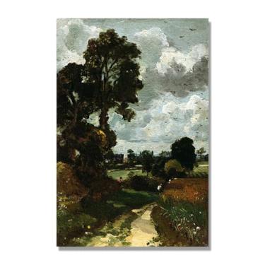 Imagem de NHLDZYH Impressão em tela estilo John Constable, (sem título 58), painel de tela de paisagem romântica, decoração de parede com tema de natureza para quarto ou escritório. 60 x 90 cm. Somente tela