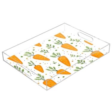 Imagem de STAYTOP Linda bandeja de servir de acrílico para cenoura, 15,7 x 11,20 cm, bandejas decorativas à prova de derramamento, organizador de bancada para café da manhã, chá, comida, maquiagem