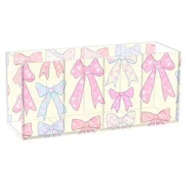 Imagem de Burbuja Porta-canetas de acrílico pastel com 4 compartimentos, suporte de lápis transparente para pincéis de maquiagem, acessórios de mesa de escritório em casa