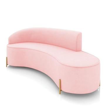 Imagem de Sofá 4 Lugares Orgânico 220cm Pé Dourado Morgan Suede Rosa Bebê D03 - D'rossi