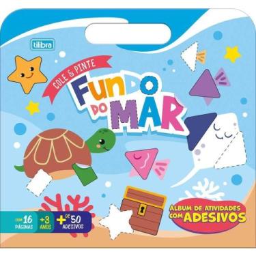 Imagem de Livro com Adesivos Cole e Pinte Fundo do MAR 16 Páginas Pacote com 5 U