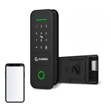 Imagem de Fechadura Digital Wi Fi Com Biometria Tag Senha e Puxador Para Portas 25mm A 50mm Acabamento Preto Controle Remoto App