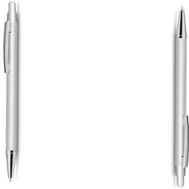 Imagem de Caneta Esferográfica em Metal com Ponta Touch, Escrita Azul, Ponta Média, Design Clássico, Grip Ergonômico, 8mm (Kit 2 Prata)