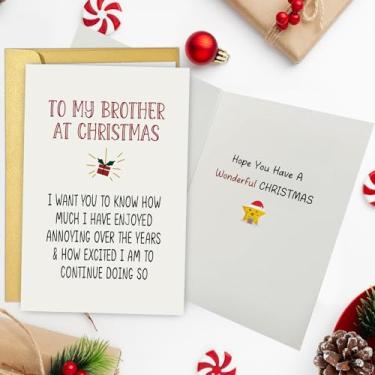 Imagem de Cartão de Natal engraçado para irmão, cartão de Natal de irmão, presente de irmã, cartões de Natal bem-humorados irmão