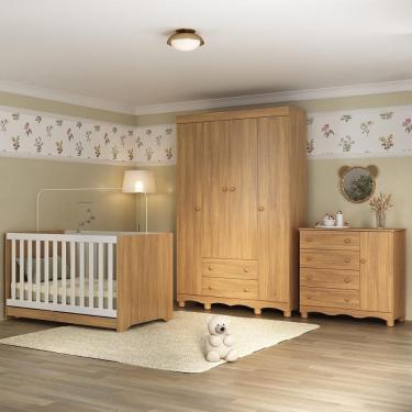 Imagem de Quarto De Bebê Completo Com Berço Americano 3 Em 1 Dengo Multimóveis MP4584 Madeirado