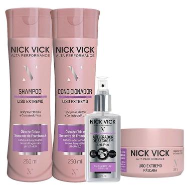 Imagem de Nick Vick Liso Extr Shampoo Cond Máscara E Fluido Acelerador