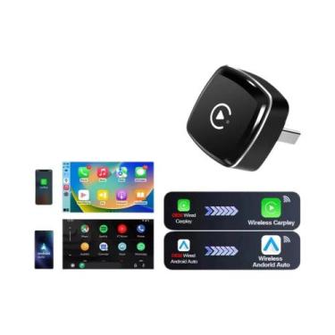 Imagem de Caixa Mini Android Auto AI Universal 2 Em 1 Para CarPlay Sem Fio Plug 