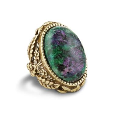 Imagem de HZMAN Anel aberto turquesa natural, estilo palácio vintage, ajustável, latão antigo, joia feita à mão para mulheres, Metal, Strass