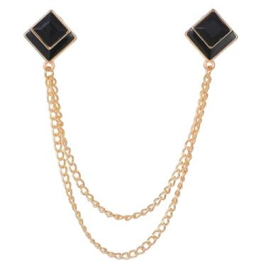 Imagem de Molain Alfinetes masculinos de broche de pedra preciosa, corrente pendurada para homens - broche de corrente de colar de cristal quadrado para ternos acessórios de smoking, strass de liga de liga