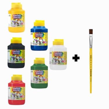 Imagem de Kit 06 Tinta Tempera Guache Acrilex 250ml Escolar Infantíl + Brinde Pi