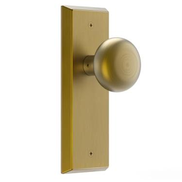 Imagem de CEYMIO Maçanetas para portas interiores - Maçaneta vintage para armário de passagem e corredor - Maçaneta de porta com corte diamante - Acabamento em latão antigo (1 pacote)