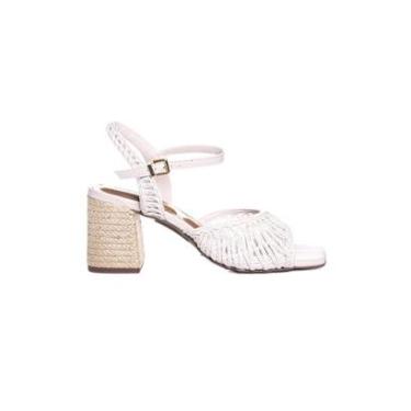 Imagem de Sandália Loucos E Santos Tramada Salto Bloco Off White-Feminino