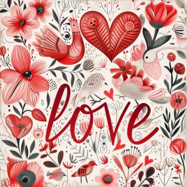 Imagem de Conjunto de 1 capa de almofada decorativa Love para sofá quadrada para dia dos namorados, capa de almofada para casa de fazenda ao ar livre, sofá, sala de estar, quarto, decoração de casa, 45 x 45 cm