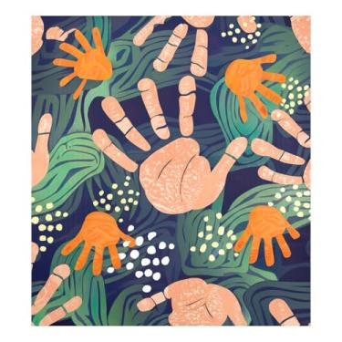 Imagem de Impressão de mãos abstrata decorativa para máquina de lavar roupa para porta frontal, capa magnética para lava-louças 58 cm L x 66 cm A