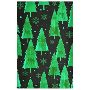 Imagem de Conjunto de toalha de prato de cozinha com estampa de animal decorativo várias árvores verdes flocos de neve toalha de mão de chá fofo para secar pratos macios absorventes 45 x 71 cm, pacote com 4