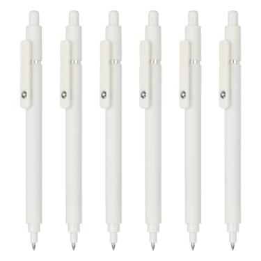 Imagem de PATIKIL 6 canetas de gel retráteis, tinta preta de 0,5 mm, ponta fina, escrita suave, linda caneta estética de secagem rápida para escritório, casa, diário, anotações, suprimentos, branca