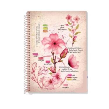 Imagem de Caderno Colegial Botanical - 10 Matérias, 160 Folhas - 17,7 cm x 24 cm Botanica Natureza Flores Caderno Capa Dura (Flor de Cerejeira)