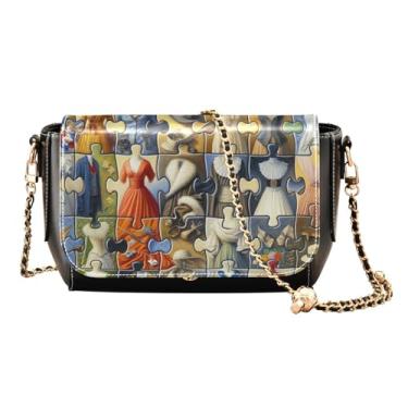 Imagem de Maçãs pretas em uma bolsa transversal de couro com padrão branco, bolsas transversais de couro para mulheres na moda, bolsa feminina de couro, Quebra-cabeça de roupas modernas, One Size