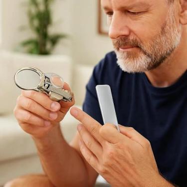 Imagem de 1 cortador de unhas antirespingos com lupa, cortador de unhas de aço inoxidável 2 em 1 e abridor de garrafa, cortador multifuncional em forma de violino antirespingos, com lixa de vidro nanômetro