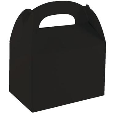 Imagem de Hxezoc 24 caixas pretas para lembrancinhas de festa, caixa de presente dobrável de papel com alças para chás de bebê, festa de aniversário, decoração de casamento