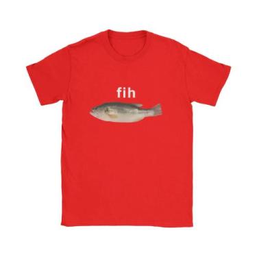 Imagem de Camiseta Masculina Engraçada Com Meme De Peixe, Casual De Verão, Haraj
