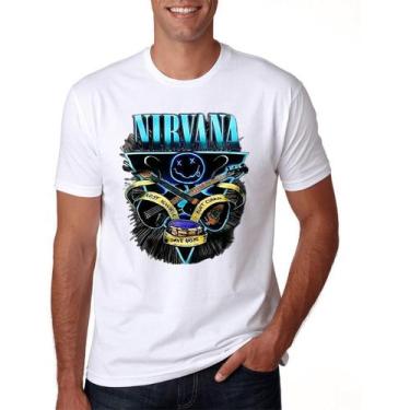 Imagem de Camiseta Masculina Nirvana Dave Groml Camisa DTF, Branco, GG