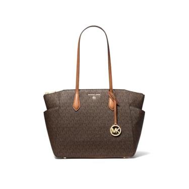 Imagem de Michael Kors Bolsa feminina Marilyn média com zíper, Marrom/Acorn, One Size