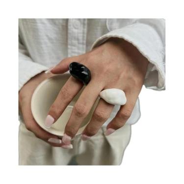 Imagem de Anéis Irregulares De Resina Acrílica Vintage Gótica Para Mulheres, Ané