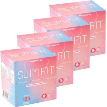 Imagem de Kit 4 Frascos Slim Fit Suplemento Alimentar Natural Original Café Verd
