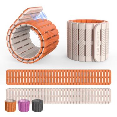 Imagem de VOGOGE Pesos magnéticos de silicone para pulso e tornozelo, 500 g cada (conjunto de 2) – Pulseiras ajustáveis para pilates, ioga, barra e treinamento diário, laranja e luz das estrelas
